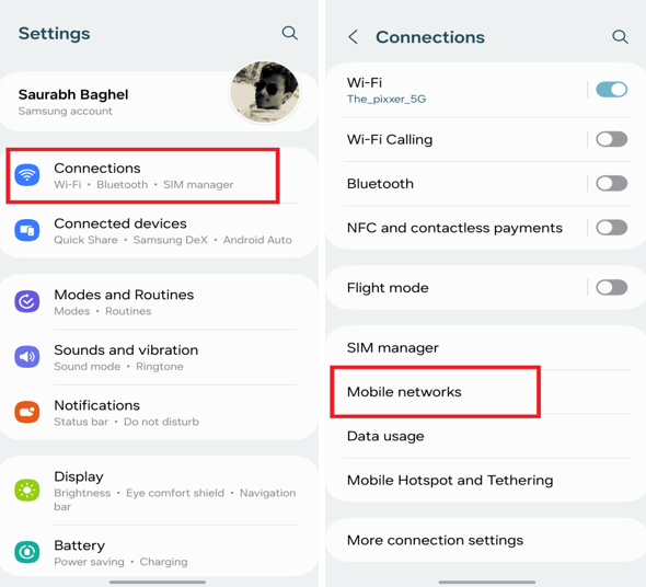 mobile network option