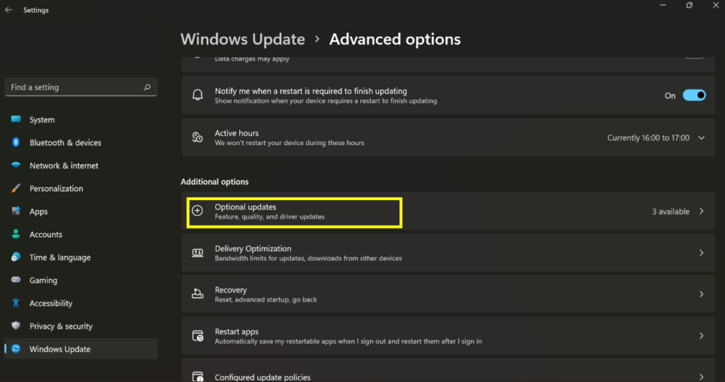 Windows 11 Sürücü Güncelleme: Optimal Performans İçin Sürücüleri Güncel Tutun 4 Optional Updates 1024x540 1