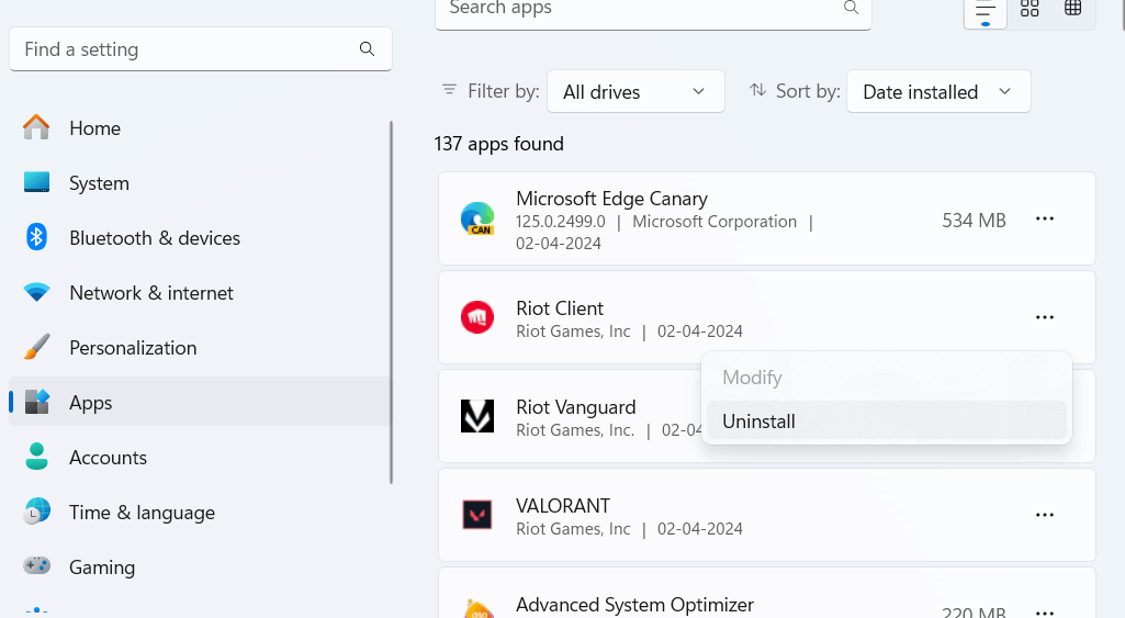 uninstall software